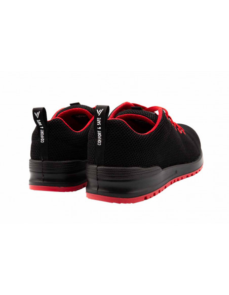Zapato Seguridad Sport V-pro metal free negro-rojo