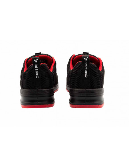 Zapato Seguridad Sport V-pro metal free negro-rojo