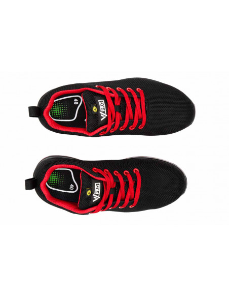 Zapato Seguridad Sport V-pro metal free negro-rojo