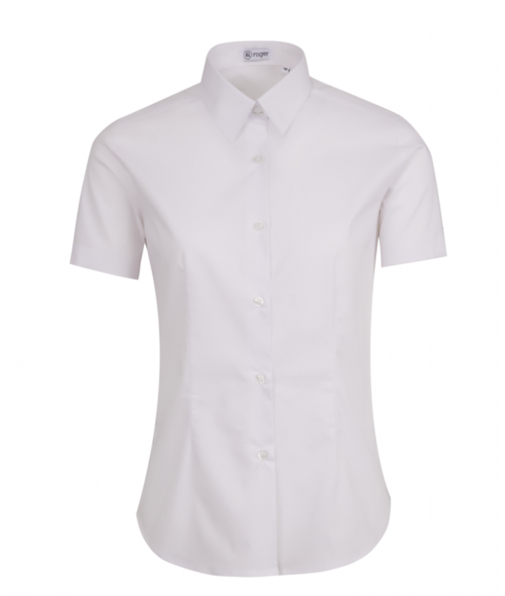 Camisa señora manga corta granate, celeste, negro.